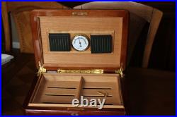 Cedar Wood Veneer Cigar Humidor Humidifier Hydrometer High Gloss Inlay and Keys Cedar Wood Veneer Cigar Humidor Humidifier Hydrometer High Gloss Inlay and Keys