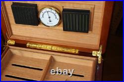 Cedar Wood Veneer Cigar Humidor Humidifier Hydrometer High Gloss Inlay and Keys Cedar Wood Veneer Cigar Humidor Humidifier Hydrometer High Gloss Inlay and Keys