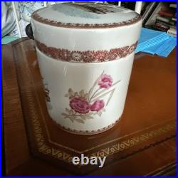 Chinese Export Porcelain Celadon Cigar Tobacco Humidor Jar Sailing Ship c 1880