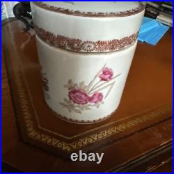 Chinese Export Porcelain Celadon Cigar Tobacco Humidor Jar Sailing Ship c 1880