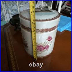 Chinese Export Porcelain Celadon Cigar Tobacco Humidor Jar Sailing Ship c 1880