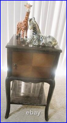 Cigar Antique Vintage Humidor Wood Copper Lined Cabinet End Table Magazine Rack