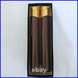 Cigar Classics 2 Cigar Travel Humidor Tube Gold w /Black Leather