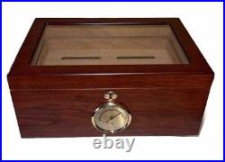 Cigar Humidor Box Wood With Glass & Cedar Hygrometer