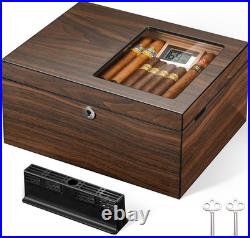 Cigar Humidor Box with Ventilation Grid Holds up to 120 Cigars, Spanish Cedar