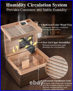 Cigar Humidor Box with Ventilation Grid Holds up to 120 Cigars, Spanish Cedar