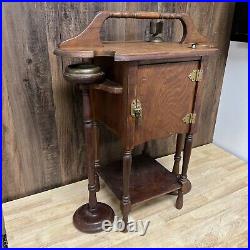 Cigar Humidor Cabinet, Copper Lined Smoking Stand Accent Table Ash Trays