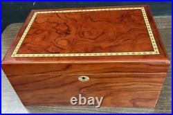 Cigar Humidor Cedar Wood Locking Humidor Box With Hygrometer Shelf No Key 13 X 9