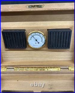 Cigar Humidor Cedar Wood Locking Humidor Box With Hygrometer Shelf No Key 13 X 9