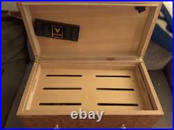 Cigar Humidor Rustic Burl Wood deep with two drawers 19x11x10 brass details