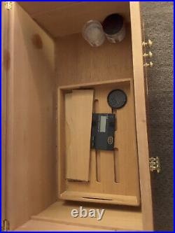 Cigar Humidor Rustic Burl Wood deep with two drawers 19x11x10 brass details