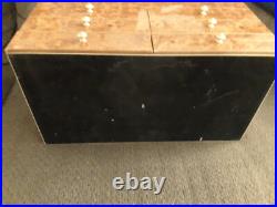 Cigar Humidor Rustic Burl Wood deep with two drawers 19x11x10 brass details