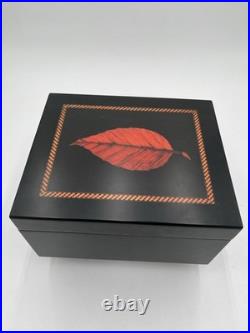 Cigar Humidor Tobacco Leaf Lacquer Wood Table Top Box