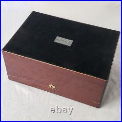 Cigar Humidor Tobacco Leaf Lacquer Wood Table Top Box 13.5w x 9.5d x 6h