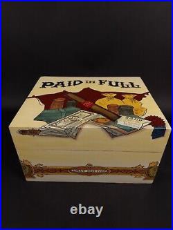 Cigar Humidor Wood Box With Cigar Cutters Paid in full cool