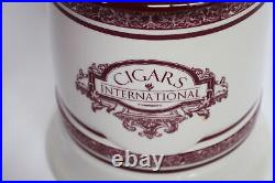 Cigars International White and Red Ceramic Humidor Jar