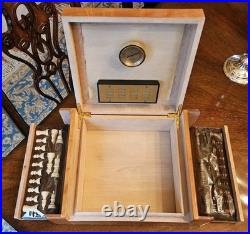 Craftman's Bench Humidor Checkmate Inlaid With Chess Pieces