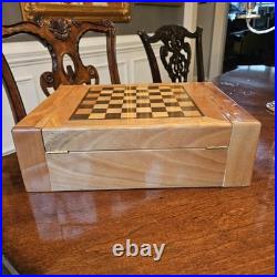 Craftman's Bench Humidor Checkmate Inlaid With Chess Pieces