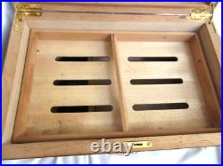 Cuban Crafters Ebony Wood withGlass Top & Front Humidor for 120 Cigars VGUC