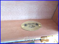 Cuban Crafters Ebony Wood withGlass Top & Front Humidor for 120 Cigars VGUC