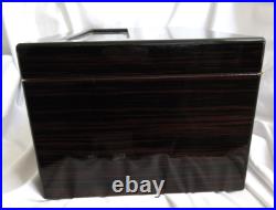 Cuban Crafters Ebony Wood withGlass Top & Front Humidor for 120 Cigars VGUC