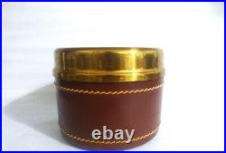 DUK-IT HUMIDOR & 2 Tobacco Cans Leather-Wrapped Copper Body Brass Lids Cigar