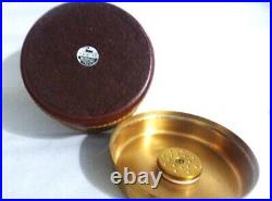 DUK-IT HUMIDOR & 2 Tobacco Cans Leather-Wrapped Copper Body Brass Lids Cigar