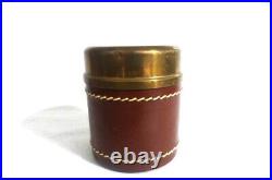 DUK-IT HUMIDOR & 2 Tobacco Cans Leather-Wrapped Copper Body Brass Lids Cigar