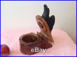 DUNHILL Wood Box Humidor Figural Pipe Rest Americanna Eagle