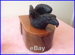 DUNHILL Wood Box Humidor Figural Pipe Rest Americanna Eagle