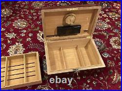 Daniel Marshall 2-Level Cigar Humidor-with Key, Humidity Unit, Dividers, Magnets