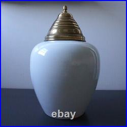 Delft Pottery Tobacco Jar with Brass Lid Vintage Franklin & Marshall 15 Tall