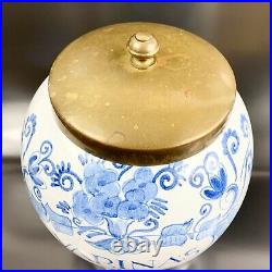 Delft Royal Goedewaagen Tobacco Humidor Varinas Large Jar Blue Floral Vintage