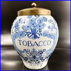 Delft Tobacco Humidor Large Jar Royal Goedewaagen Blue Floral Vintage Origin