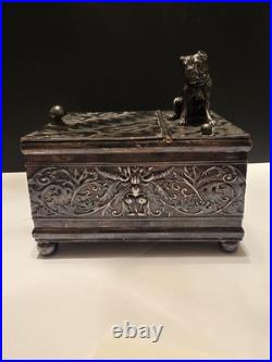Derby Silver Co. Bulldog Figural Tobacco Box Humidor