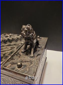 Derby Silver Co. Bulldog Figural Tobacco Box Humidor