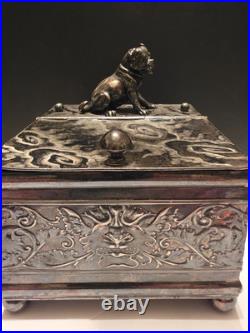 Derby Silver Co. Bulldog Figural Tobacco Box Humidor