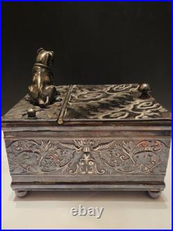 Derby Silver Co. Bulldog Figural Tobacco Box Humidor