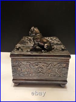 Derby Silver Co. Bulldog Figural Tobacco Box Humidor