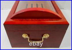Desktop Cigar Case/cabinet Humidor Lock & Key With Handles Glass Dome Top Cedar
