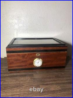 Desktop Cigar Humidor Tempered Glasstop with Humidor Hygrometer