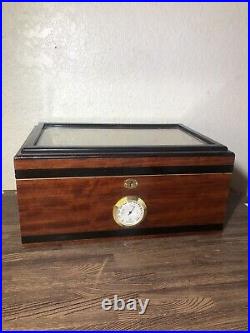 Desktop Cigar Humidor Tempered Glasstop with Humidor Hygrometer