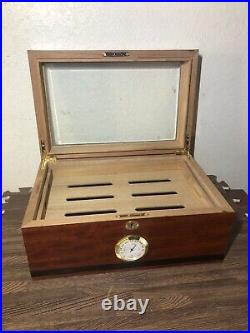 Desktop Cigar Humidor Tempered Glasstop with Humidor Hygrometer