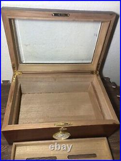 Desktop Cigar Humidor Tempered Glasstop with Humidor Hygrometer