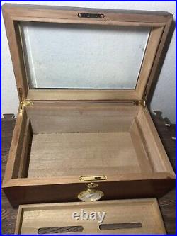 Desktop Cigar Humidor Tempered Glasstop with Humidor Hygrometer