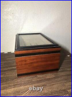 Desktop Cigar Humidor Tempered Glasstop with Humidor Hygrometer