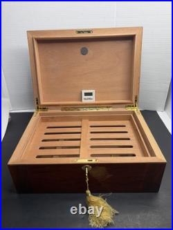 Don Salvatore 75 Count Mahogany Humidor Rosewood Finish Digital Minimeter Key