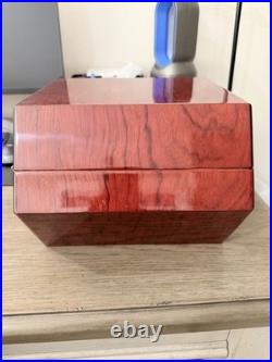Don Salvatore Cigar Humidor Mahogany Cedar Beveled Glass Hygrometer Vintage