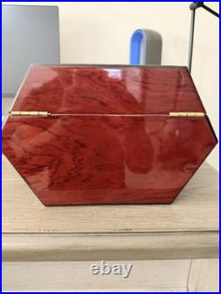 Don Salvatore Cigar Humidor Mahogany Cedar Beveled Glass Hygrometer Vintage