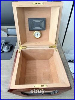 Don Salvatore Cigar Humidor Mahogany Cedar Beveled Glass Hygrometer Vintage